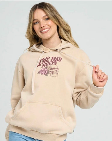THE MAD HUEYS FREEDOM FOREVER WOMENS HOODIE - LATTE WASHED