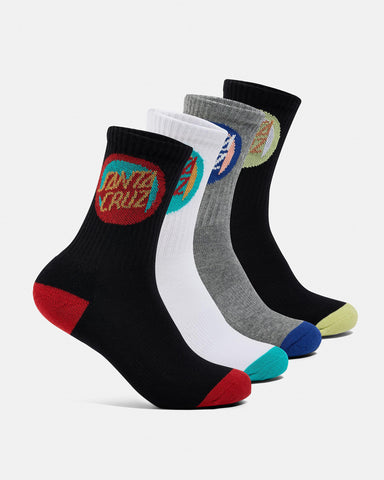 SANTA CRUZ BOLD SHADOW DOT CREW SOCK 4 PACK | 2-8