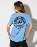 THE MAD HUEYS CHECKER HUEYS WOMENS TEE - CORNFLOWER BLUE WASHED