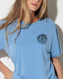 THE MAD HUEYS CHECKER HUEYS WOMENS TEE - CORNFLOWER BLUE WASHED