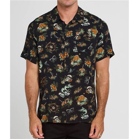 SHIPWRECKED CAPTAIN WOVEN SHIRT - BLACK