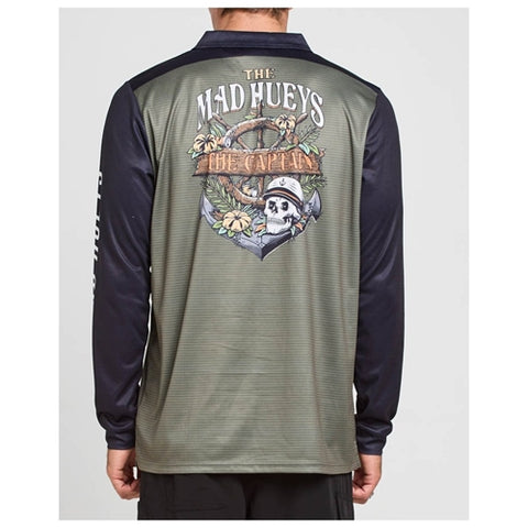SHIPWRECKED CAPTAIN FISHING JERSEY - DUSTY GREEN