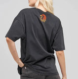 THE MAD HUEYS BAD TO THE BONE WOMENS OVERSIZED TEE - WASHED BLACK