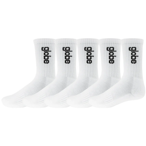 GLOBE O.G VERT LOGO HI SOCK 5 PACK | 7-11 WHITE