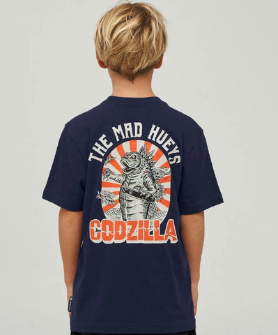 THE MAD HUEYS YOUTH CODZILLA FOREVER TEE - NAVY