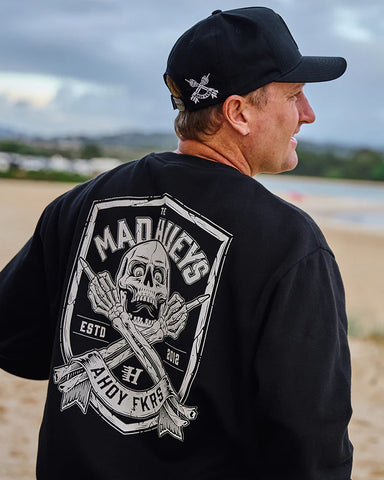 THE MAD HUEYS AHOY FKRS SHIELD CREWNECK | BLACK