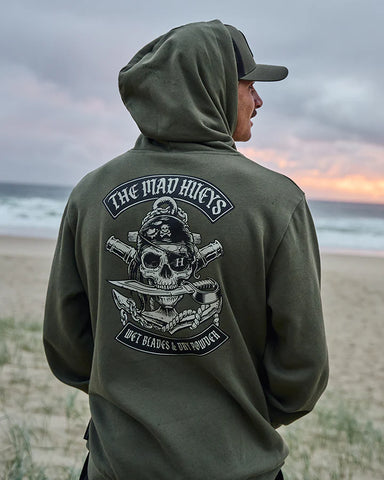 THE MAD HUEYS PIRATE HOODED PULLOVER - OLIVE