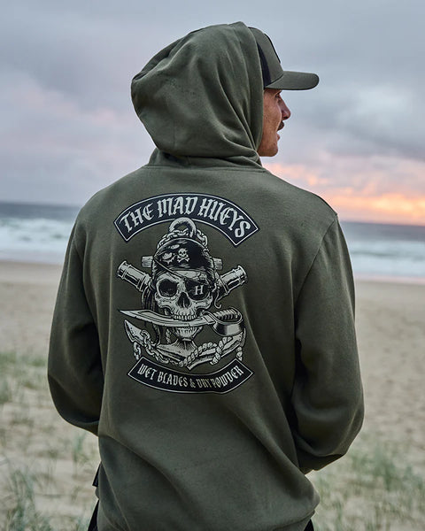 THE MAD HUEYS PIRATE HOODED PULLOVER - OLIVE