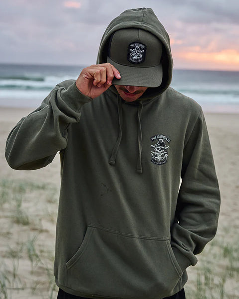 THE MAD HUEYS PIRATE HOODED PULLOVER - OLIVE