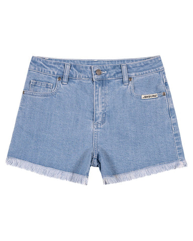 SANTA CRUZ OTHER DOT LOW RISE RAW DENIM SHORTS