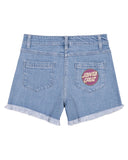 SANTA CRUZ OTHER DOT LOW RISE RAW DENIM SHORTS
