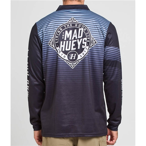 CHECKERED HUEYS FISHING JERSEY - STEEL BLUE