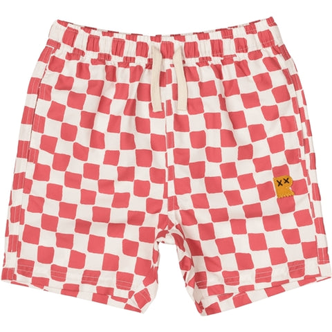 RED CHECKER BOARDSHORT