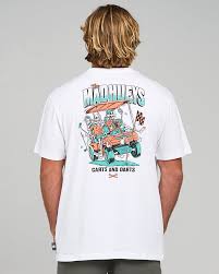 THE MAD HUEYS CARTS AND DARTS SS WHITE TEE