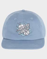 SANTA CRUZ FLAMING DICE DOT STRAPBACK CAP VINTAGE BLUE