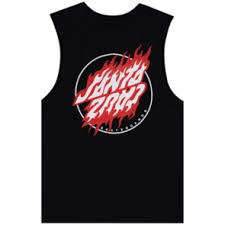 SANTA CRUZ FLAME DOT UPSIDE DOWN MUSCLE TEE