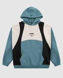 WNDRR FRAMED PANEL HOOD SWEAT | DUSK BLUE/OFF WHITE