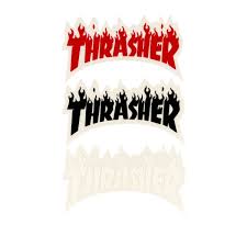THRASHER STICKER BLACK RED WHITE