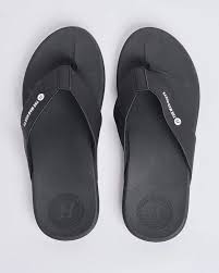 HUEYS WIDE STRAP | THONGS - BLACK