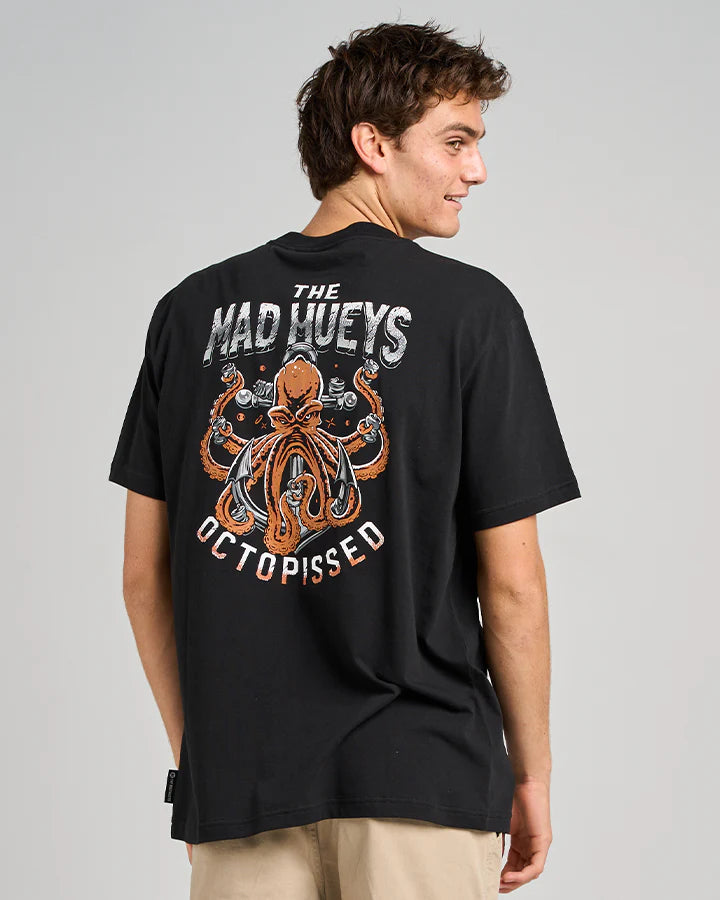 THE MAD HUEYS ANCHOR OCTOPISSED TEE - BLACK