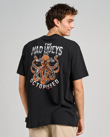 THE MAD HUEYS ANCHOR OCTOPISSED TEE - BLACK