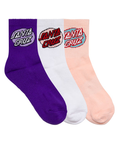 GIRLS DOT MID SOCK 3 PACK - PINK/CORAL