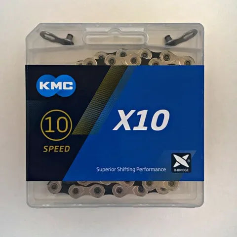 CHAIN 1/2 X 11/128X 116 LINKS 10 SPEED,KMC,X10X-SERIES SILVER BLACK