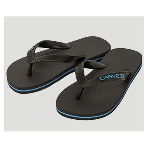 CARVE GROMMET KIDS THONGS BLACK/CYAN