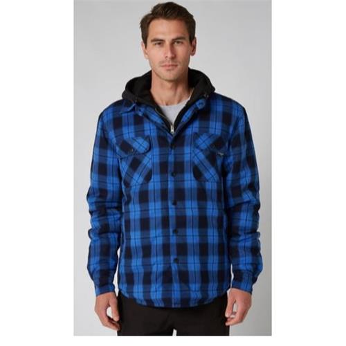 BLUE QUILTED MENS FLANNEL JACKET
