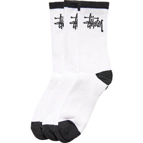 MENS GRAFFITI CREW SOCK 3 PACK - WHITE/BLACK