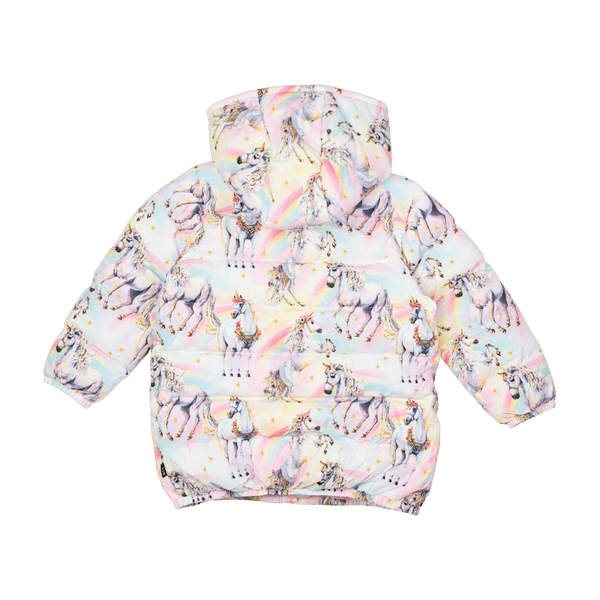 SORBET UNICORN LONG HOODED PUFFER JACKET WITH LINING
