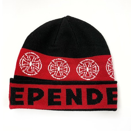 WOVEN CROSSES FOLD OVER BEANIE - BLACK