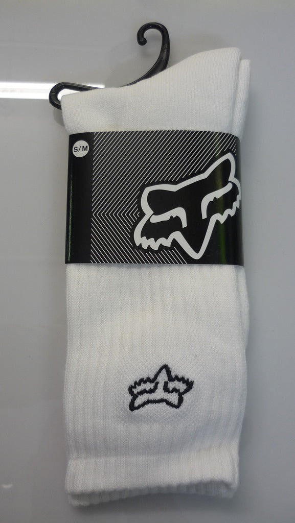 FOX CREW SOCKS - WHITE S/M