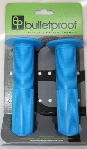 BULLETPROOF GRIPS 140MM W/FLANGE AND END PLUGS BLUE